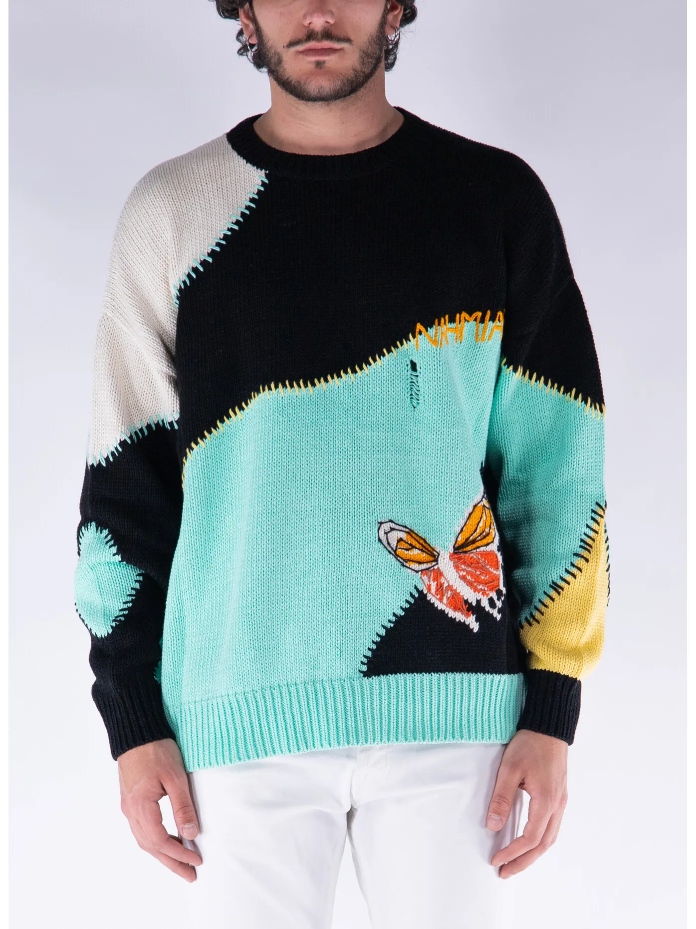     -NAHMIAS    -MAGLIONE A GIROCOLLO BUTTERFLY INTARSIA-