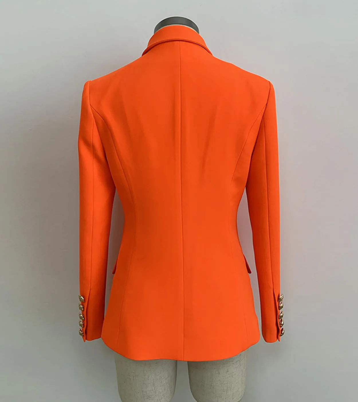 Abito da donna blazer arancione fluorescente Giacca classica da donna a maniche lunghe con bottoni a doppiopetto da donna