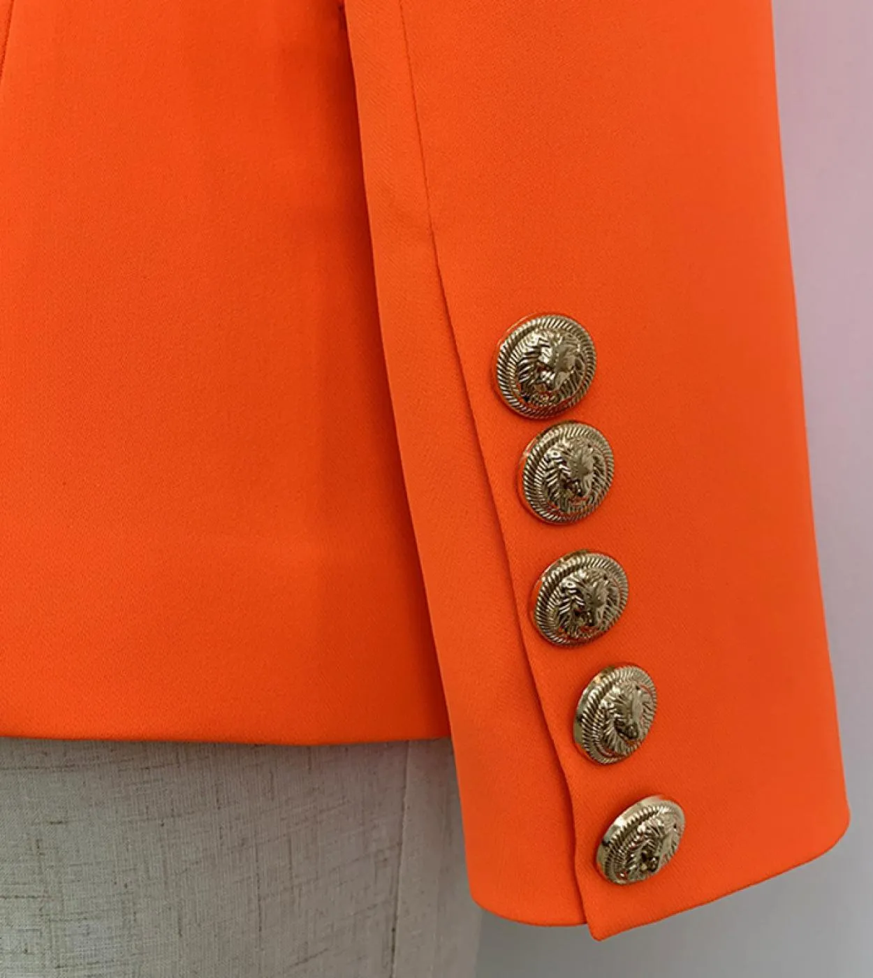 Abito da donna blazer arancione fluorescente Giacca classica da donna a maniche lunghe con bottoni a doppiopetto da donna