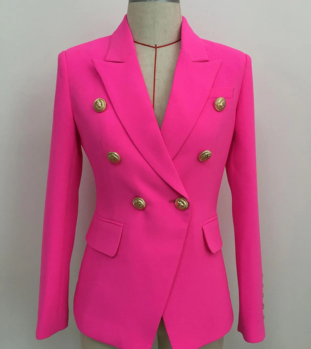 Abito da donna blazer arancione fluorescente Giacca classica da donna a maniche lunghe con bottoni a doppiopetto da donna