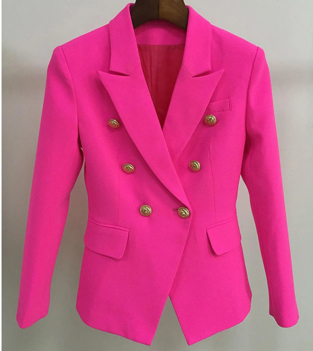 Abito da donna blazer arancione fluorescente Giacca classica da donna a maniche lunghe con bottoni a doppiopetto da donna