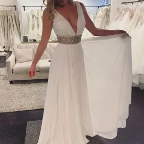 Abito Donna Lungo Scollo V Profondo Strass Argento Elegante Cerimonia Feste Eventi Party