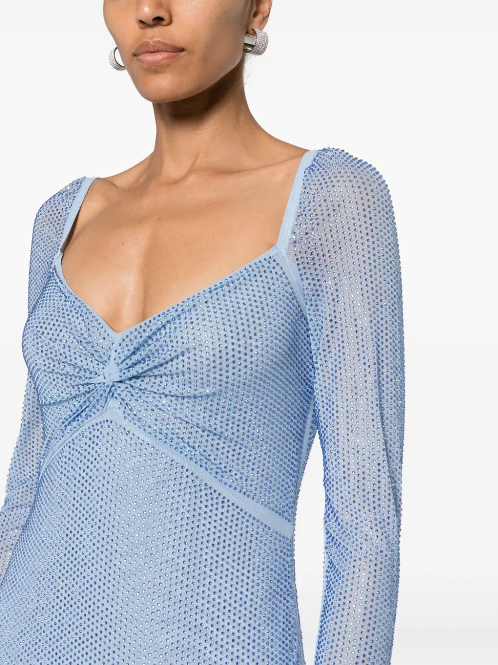 Abito lungo con strass in azzurro - donna