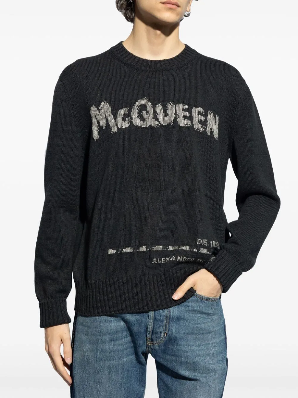 Alexander McQueen-Maglione a girocollo con logo