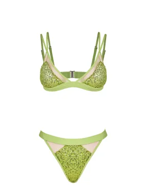 BIKINI COMPLETO VERDE IN FULL PAILLETTES