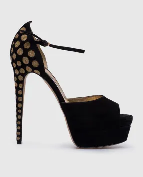 Brian Atwood Scarpe in camoscio nero con catena SELENE