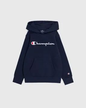 Champion Felpa Con Cappuccio Big Logo Blu Bambino