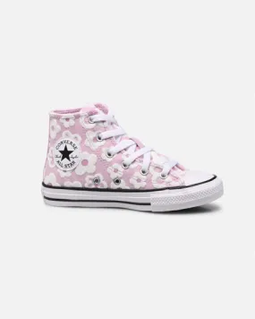 CONVERSE - Sneaker in tela lilla e bianca da bambinacon dettagli floreali, numerata 28/35 - CHUCK TAYLOR ALL STARS              