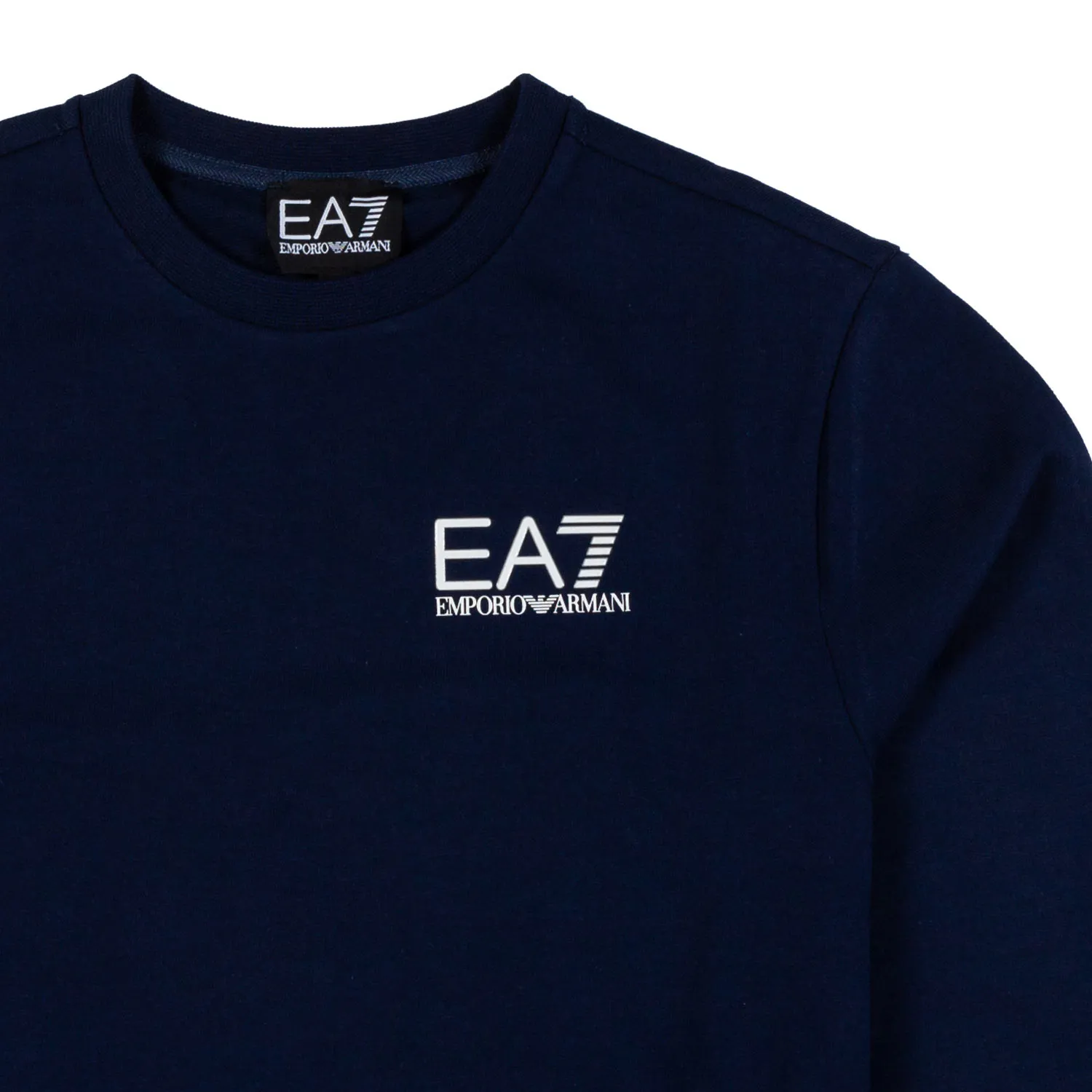 Felpa Blu Navy Con Logo Ea7 Bianco