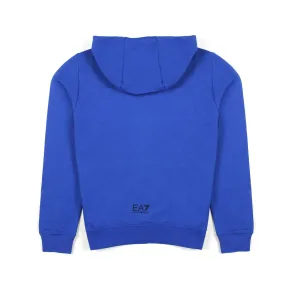 Felpa Blu Royal Con Cappuccio E Logo Ea7