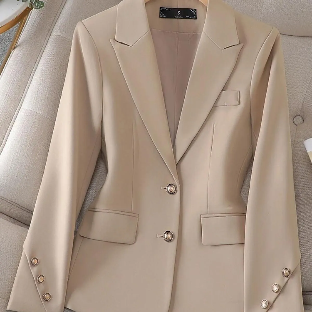 Giacca da lavoro da donna a maniche lunghe da lavoro Blazer da donna Nero Khaki Rosso Solido Giacca formale sottile femminile pe