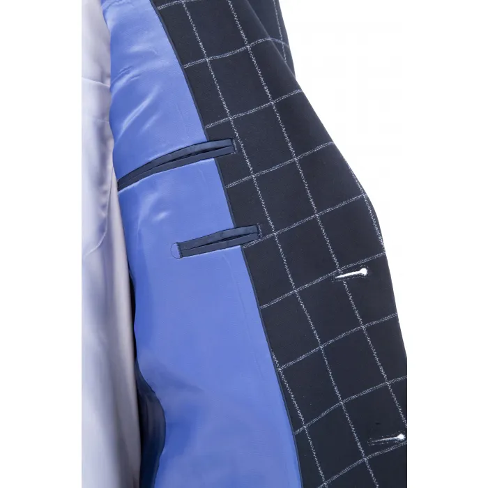 Henk ter Horst Abito 2 pezzi a quadri super stretch Blu scuro