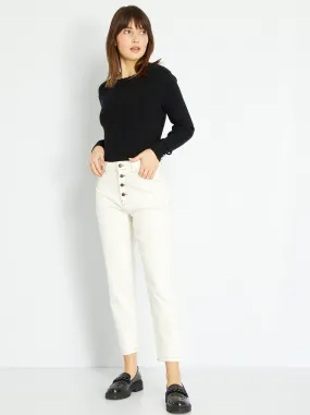 Jeans mom a vita molto alta - L32 - BIANCO