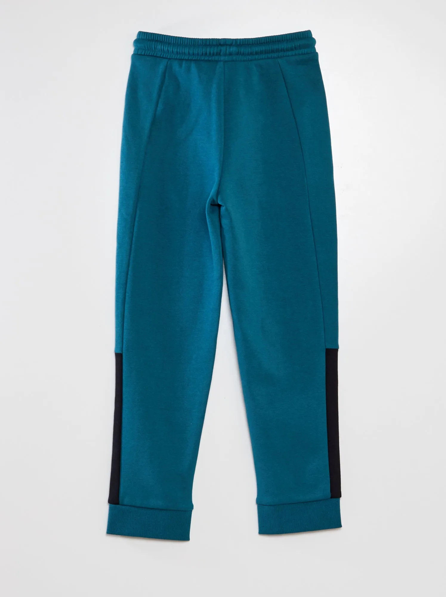 Joggers dritti in tessuto felpato color block - VERDE