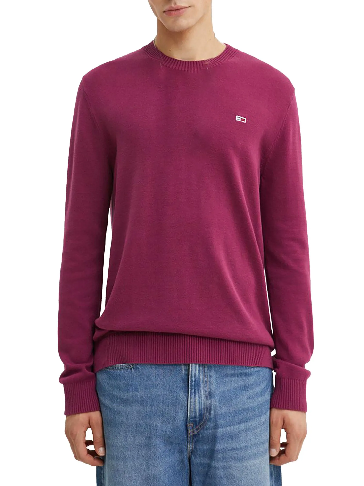 Maglione a girocollo slim essential bordeux