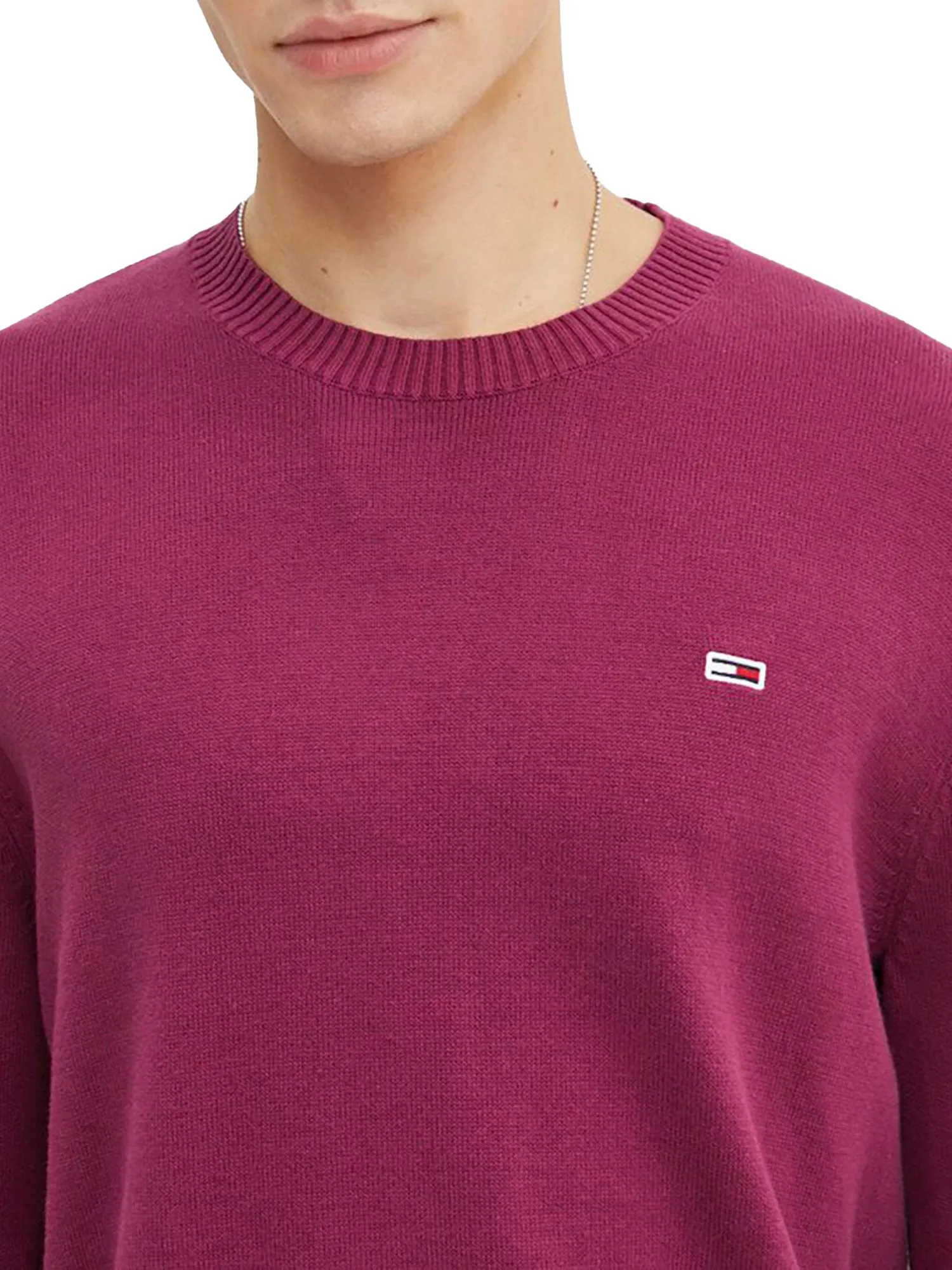 Maglione a girocollo slim essential bordeux