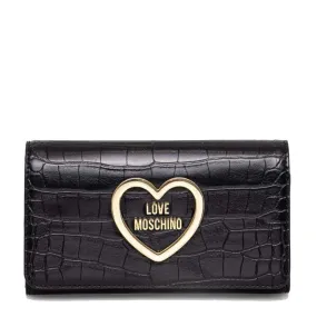 Portafoglio Donna con Bottone LOVE MOSCHINO linea Croco Print Nero JC5712