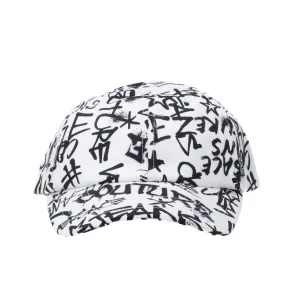 SEWING PRINTED CAP Bianco