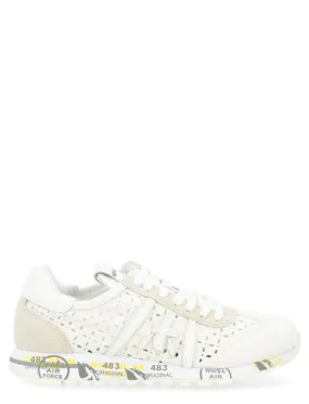 Sneaker Premiata Lucyd in pelle traforata bianca