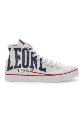 Sneakers Bianche In Tela Leone 40