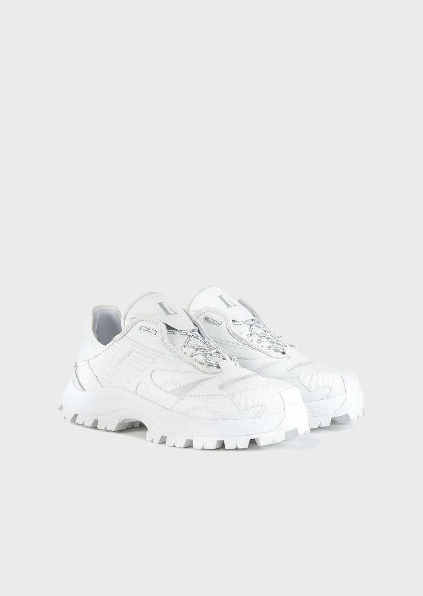 Sneakers chunky in pelle con dettagli scuba e reflex