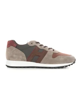 Sneakers in tela e pelle H383 Beige-marrone Hogan Uomo