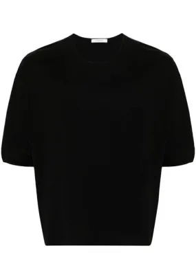 T-shirt a girocollo in nero - uomo