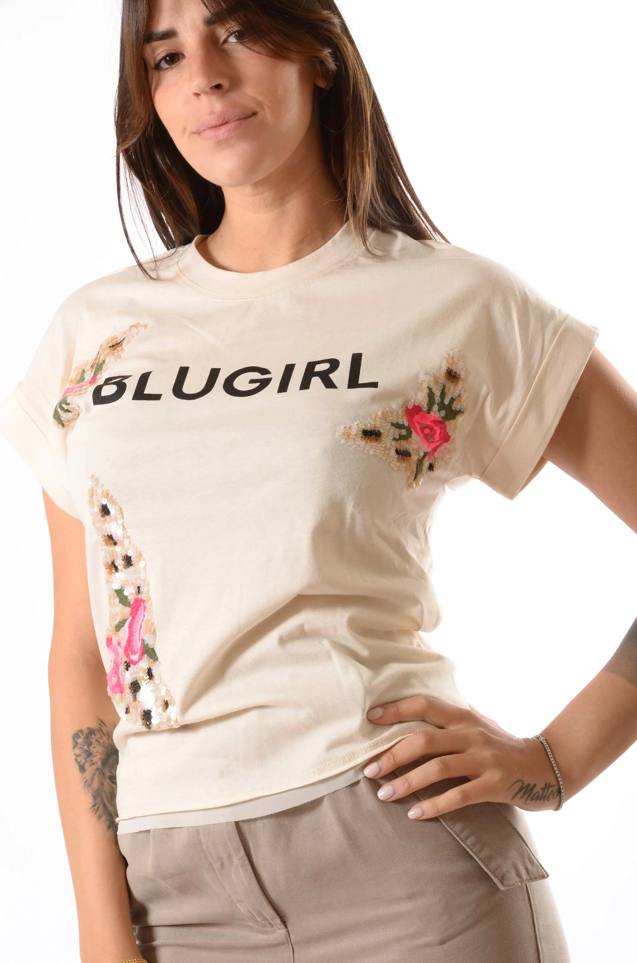 T-shirt con ricami blugirl