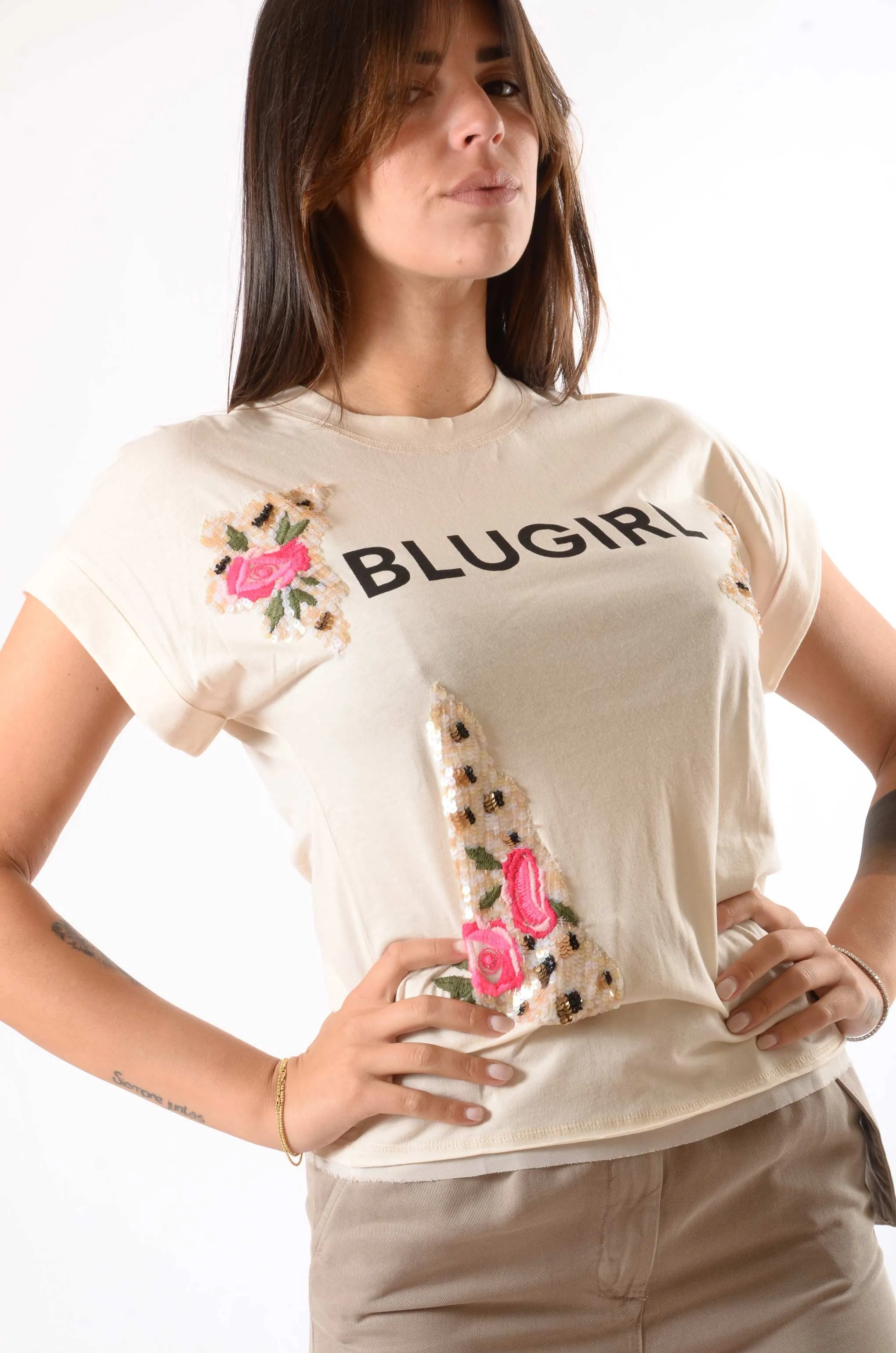 T-shirt con ricami blugirl