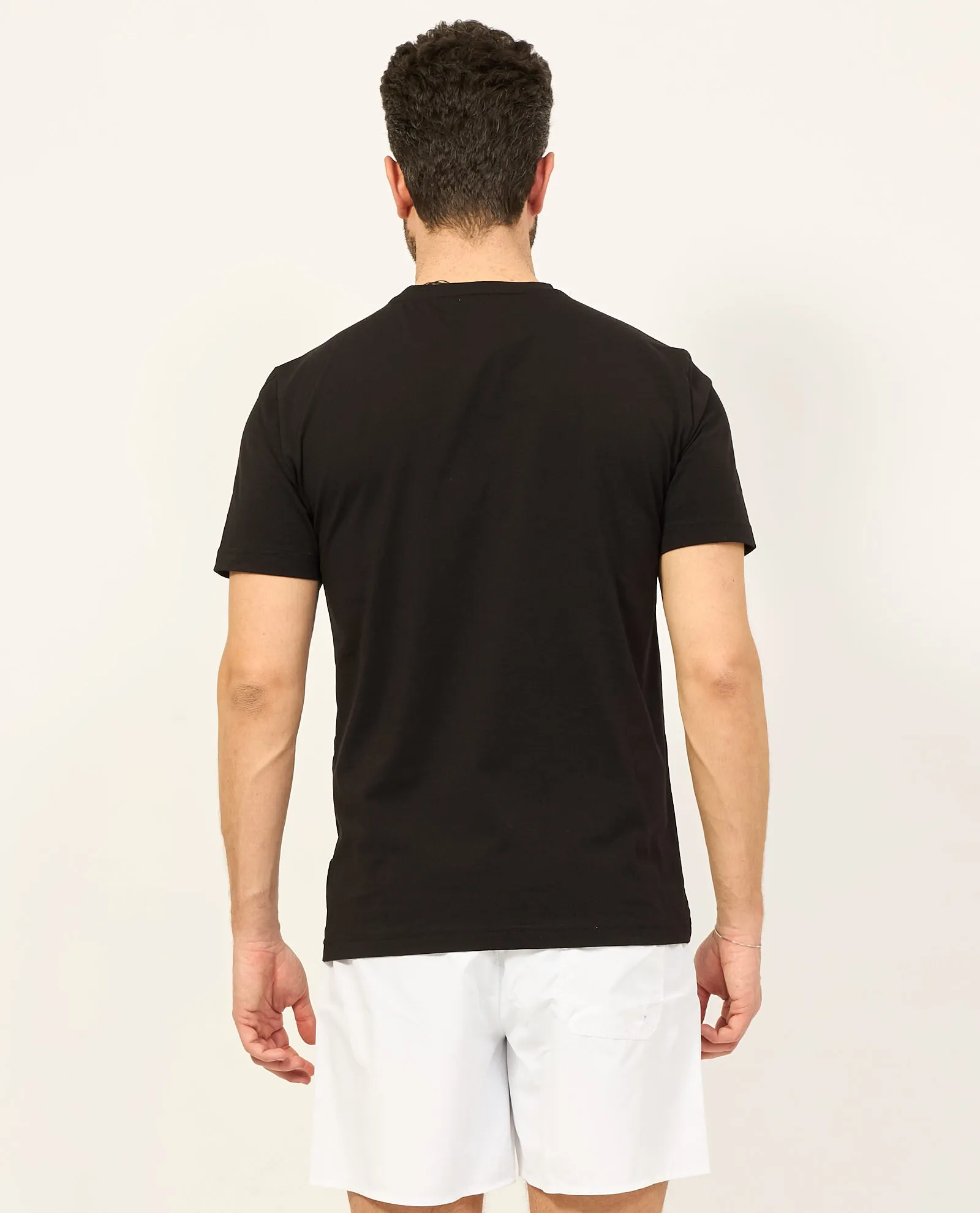 T-shirt nera EA7 girocollo 7 Lines in tessuto riciclato