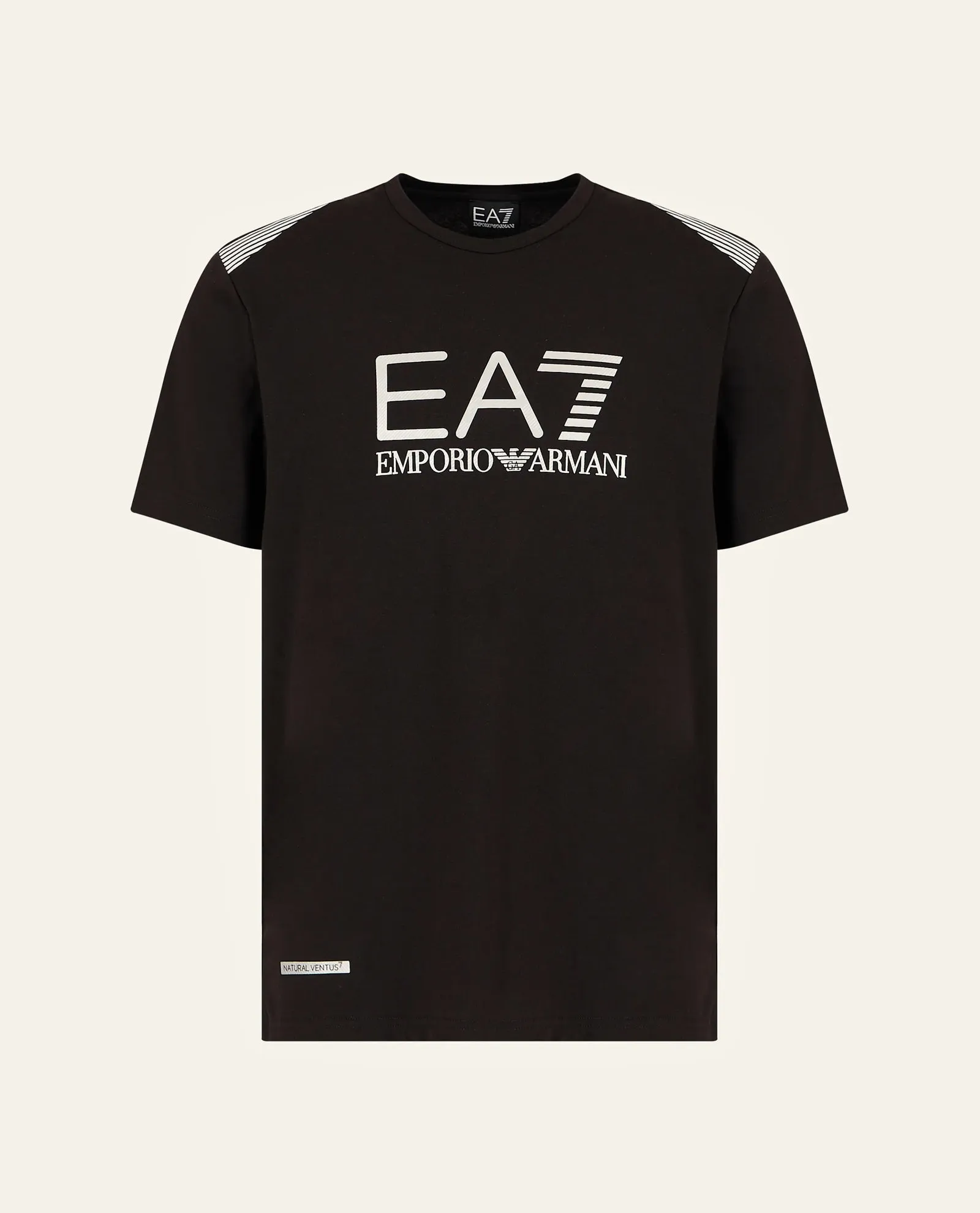 T-shirt nera EA7 girocollo 7 Lines in tessuto riciclato