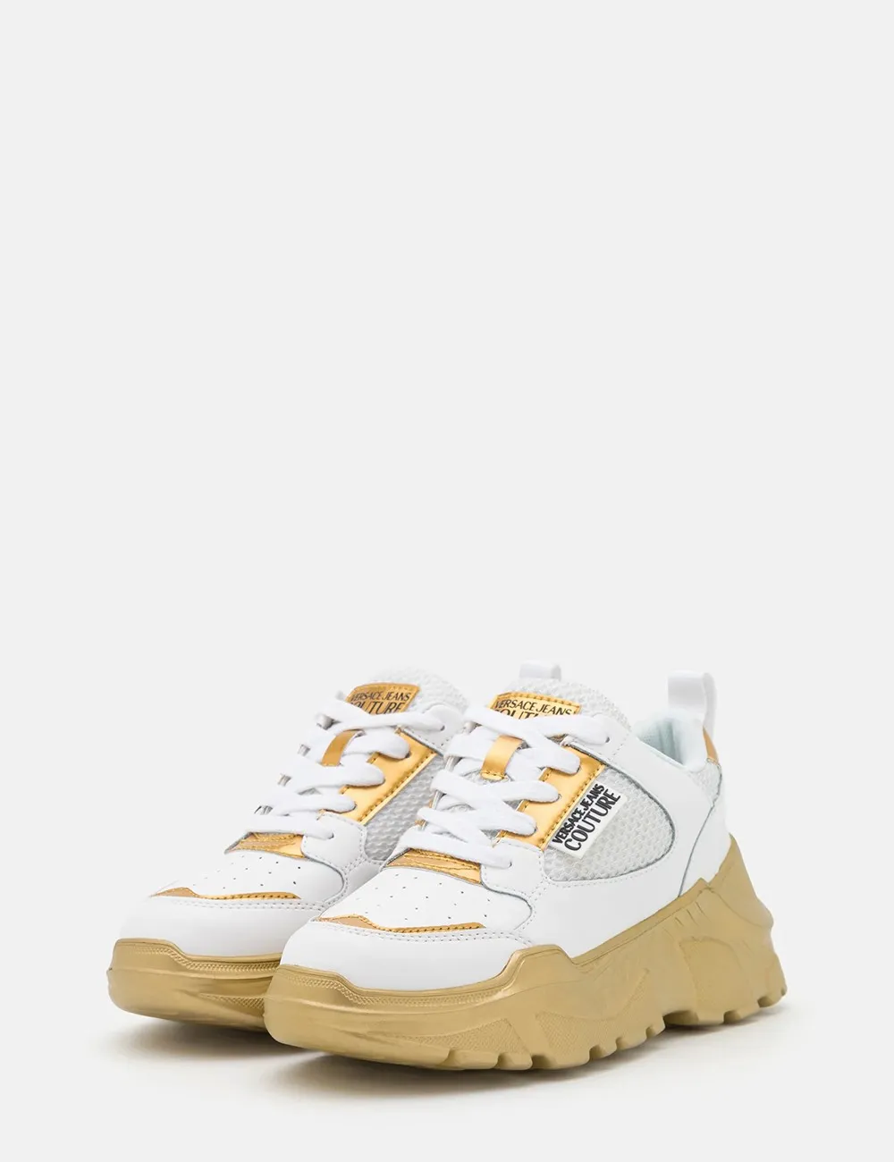 Versace Jeans Couture     Sneakers chunky con stampa Bianco/Oro