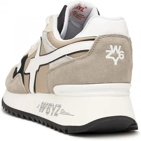 w6yz Yak-M.-Sneakers in Suede e Tessuto Tecnico-Grigio-Bianco