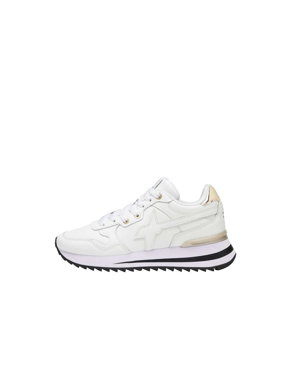 Yak-W. Calf/Metallic Stripe Sole - White/Platinium/White